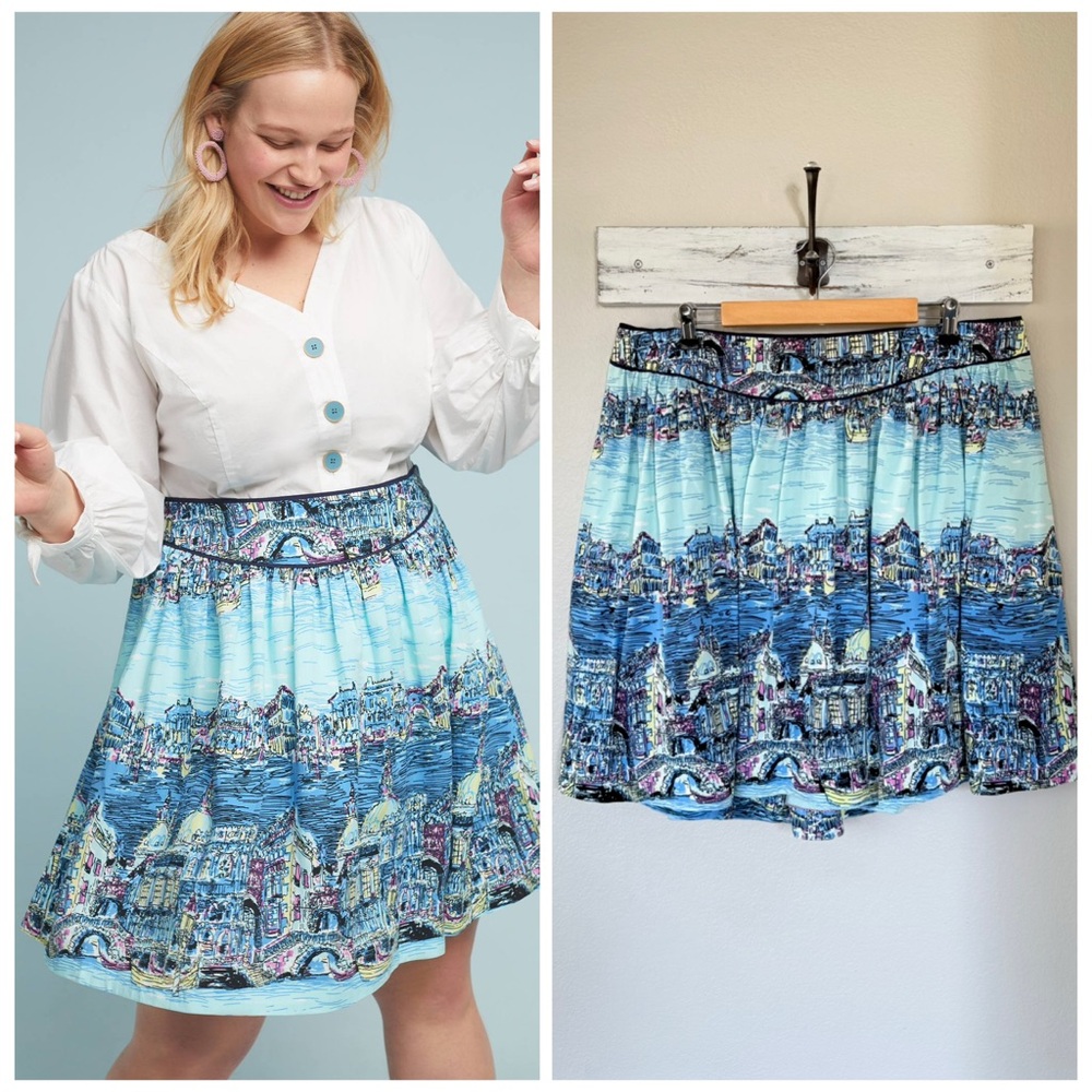 ANTHROPOLOGIE 16W 16 Colloquial A-Line Skirt • Dear Gondolier Art to Wear Whimsy